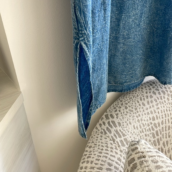 NWT CHAMBRAY DENIM MINI DRESS WITH BEADING - Picture 5 of 5